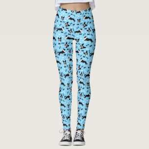 Boston Terriers Blue Pattern Cute Leggings