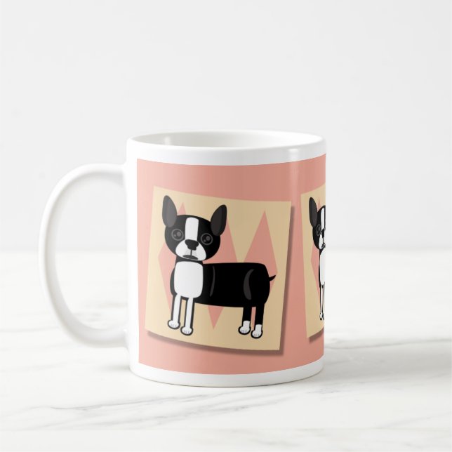 Boston Terriers Cute Pet Dog Cartoon Art Fun  Coffee Mug (Left)