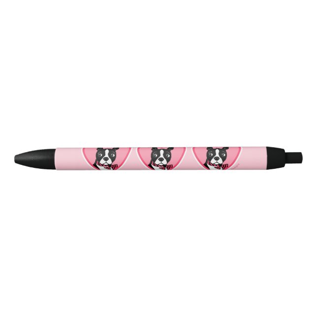 Boston Terriers Love Pink and Black Pens (Front)