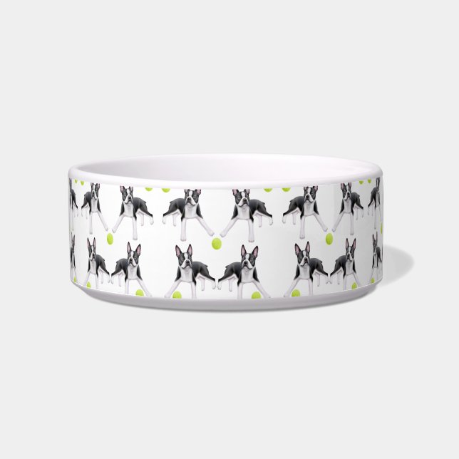 Boston Terriers Love Tennis Balls Pet Bowl (Front)