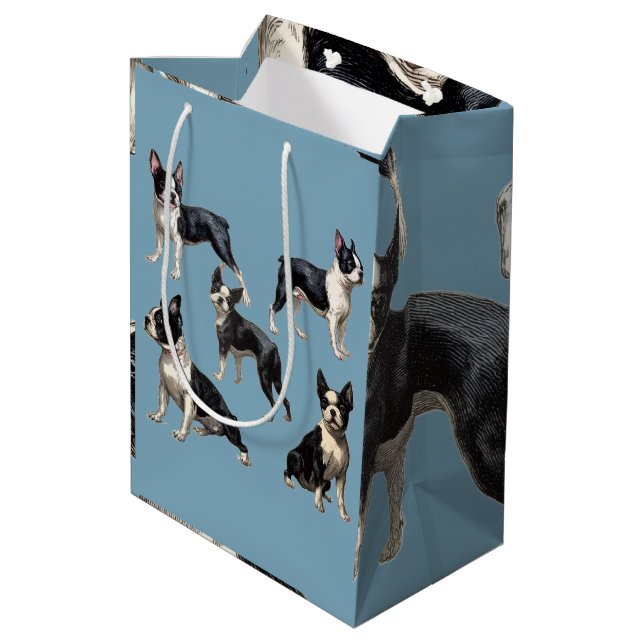 Boston Terriers Medium Gift Bag (Back Angled)