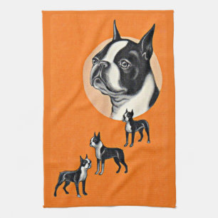 Boston terriers tea towel