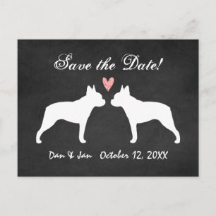 Boston Terriers Wedding Save the Date Announcement Postcard