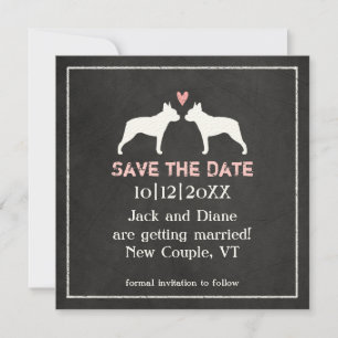 Boston Terriers Wedding Save the Date Invitation