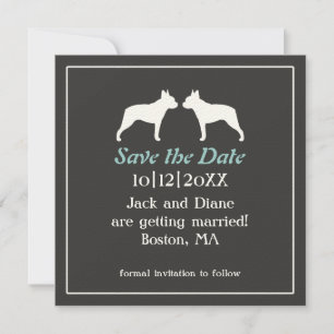 Boston Terriers Wedding Save the Date Invitation