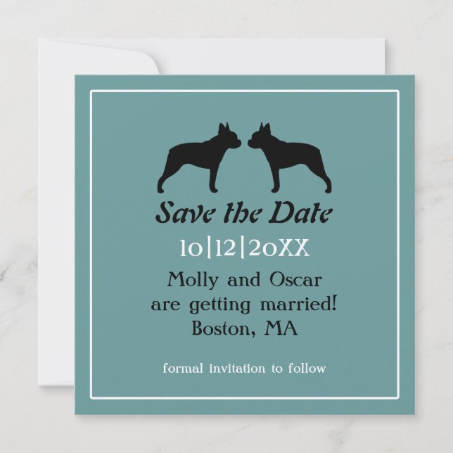 Boston Terriers Wedding Save the Date Invitation (Front)