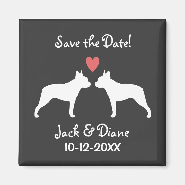 Boston Terriers Wedding Save the Date Magnet (Front)