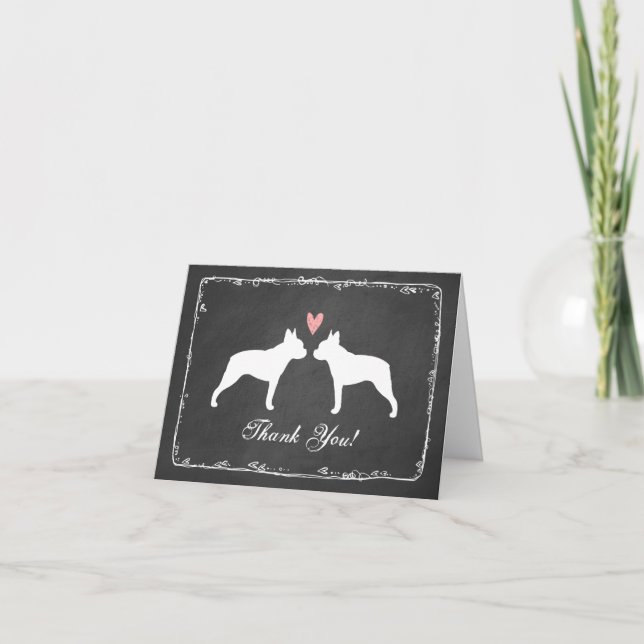 Boston Terriers Wedding Thank You Card (Front)