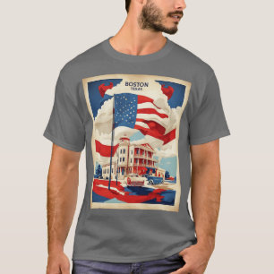 Boston Texas States of America Tourism Vintage Pos T-Shirt