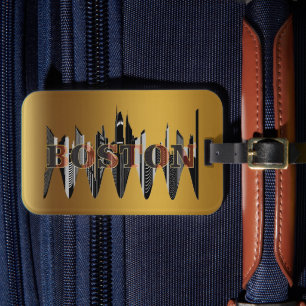 Boston, Text Art, Luggage Tag