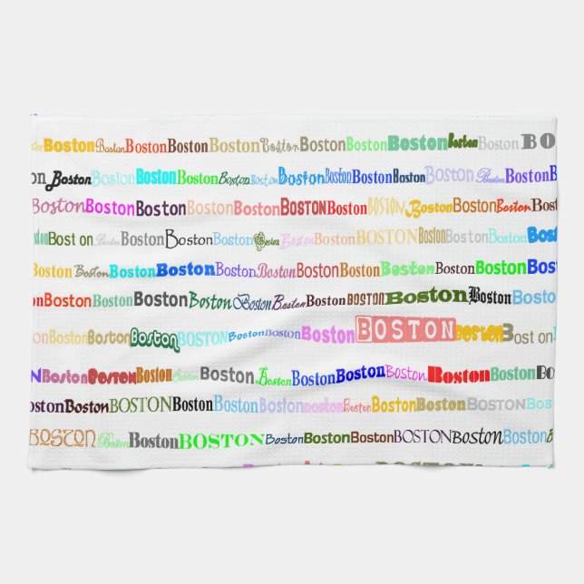 Boston Text Design II Kitchen Towel (Horizontal)