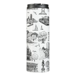 Boston Toile (Anniversary Ed.) Black/White Thermal Tumbler