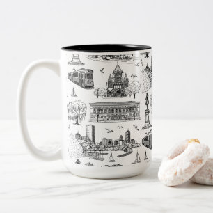 Boston Toile (Anniversary Ed.) Black/White Two-Tone Coffee Mug