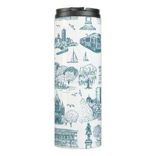 Boston Toile (Anniversary Ed.) Blue/White Thermal Tumbler