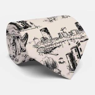 Boston Toile Black and Cream Neck Tie