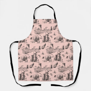 Boston Toile Black and Pink Apron
