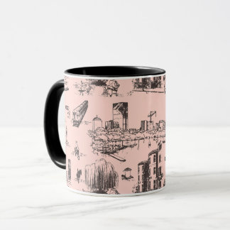 Boston Toile Black and Pink Mug
