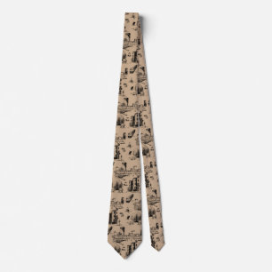 Boston Toile Black and Tan Neck Tie