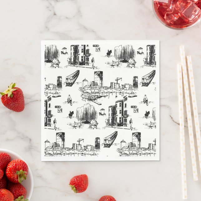 Boston Toile Black and White Napkin (Insitu)