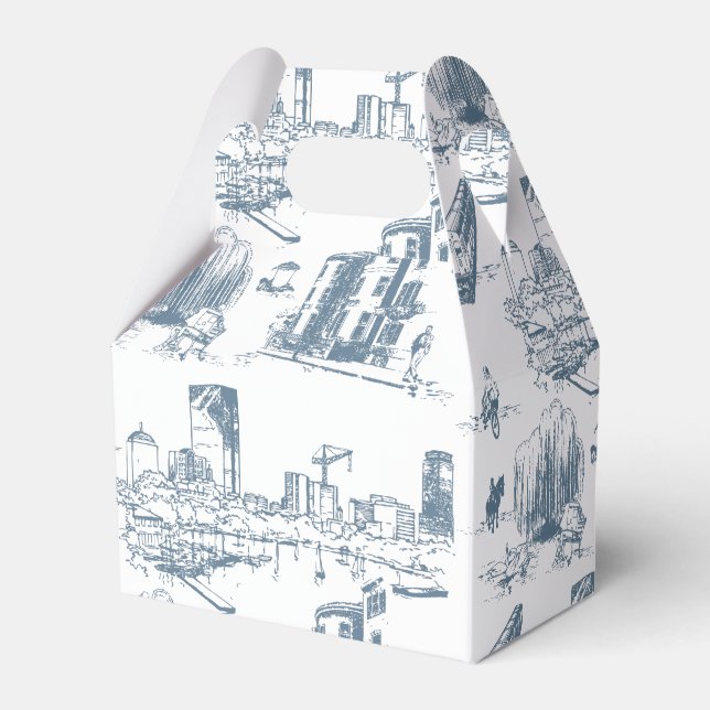 Boston Toile Blue Favour Box (Front Side)