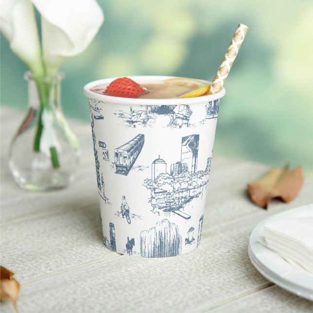 Boston Toile Blue Paper Cups (Insitu)