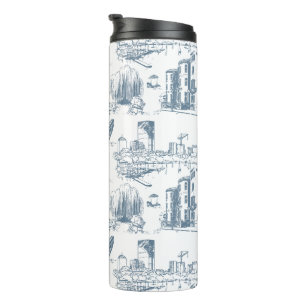Boston Toile Blue Thermal Tumbler