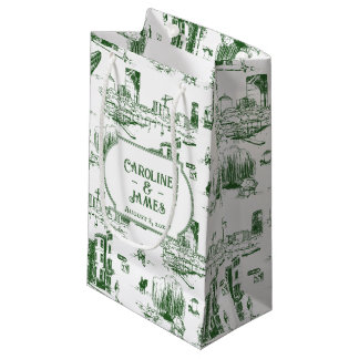 Boston Toile Forest Green Personalised Gift Bag