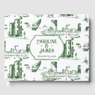 Boston Toile Forest Green Personalised Guest Book