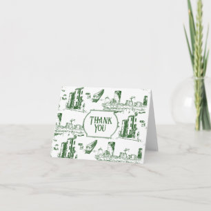 Boston Toile Forest Green Thank You Card