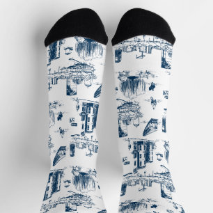 Boston Toile Navy and White Socks