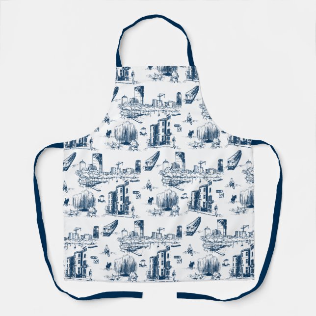 Boston Toile Navy Apron (Front)