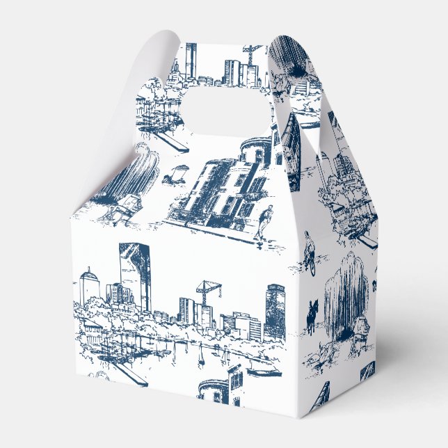 Boston Toile Navy Favour Box (Front Side)