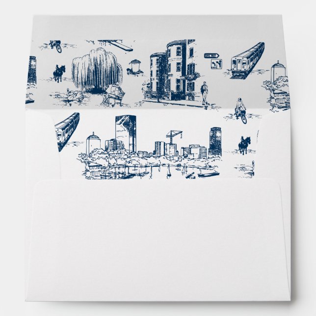 Boston Toile Navy Personalised Envelope (Back (Bottom))