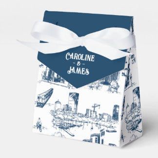 Boston Toile Navy Personalised Favour Box