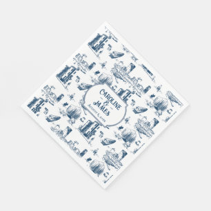 Boston Toile Navy Personalised Paper Napkins