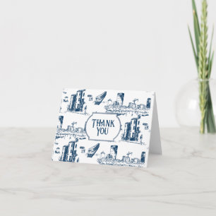Boston Toile Navy Personalised Thank You Card