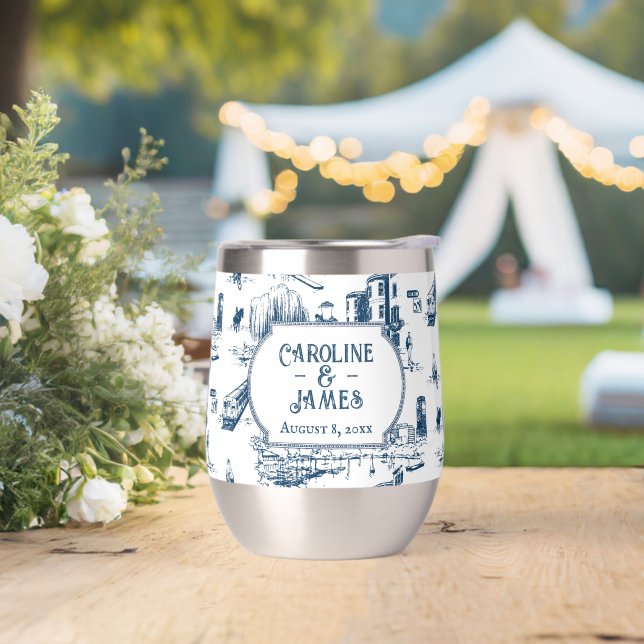 Boston Toile Navy Personalised Wedding Date (Wedding)