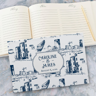 Boston Toile Navy Personalised Wedding Guest Book