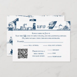 Boston Toile Navy RSVP Card