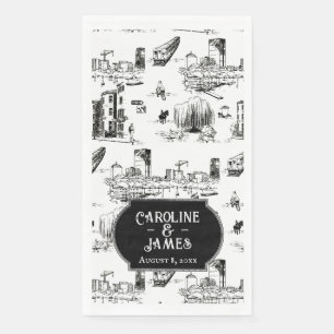 Boston Toile Personalised Wedding Paper Towels Napkin