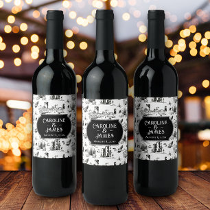 Boston Toile Personalised WeddingDate Bottle Label
