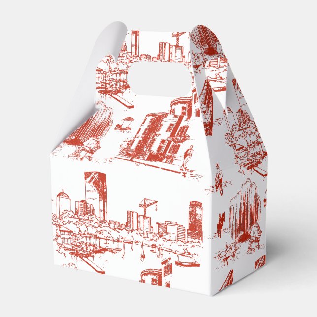 Boston Toile Red Favour Box (Front Side)