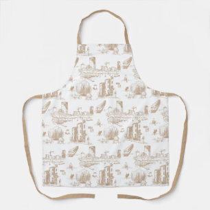 Boston Toile Tan and White Apron
