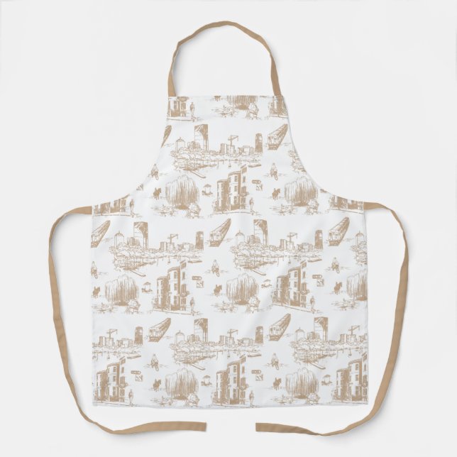 Boston Toile Tan and White Apron (Front)