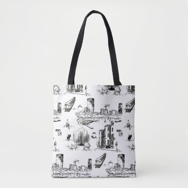 Boston Toile Tote Bag (Front)