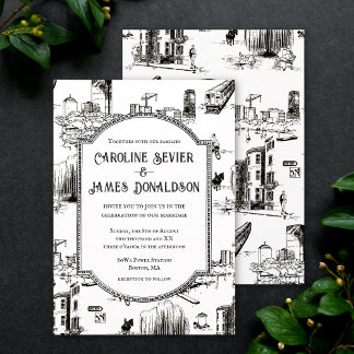 Boston Toile Wedding Invitation