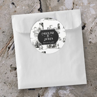 Boston Toile Wedding Personalised 3" Sticker