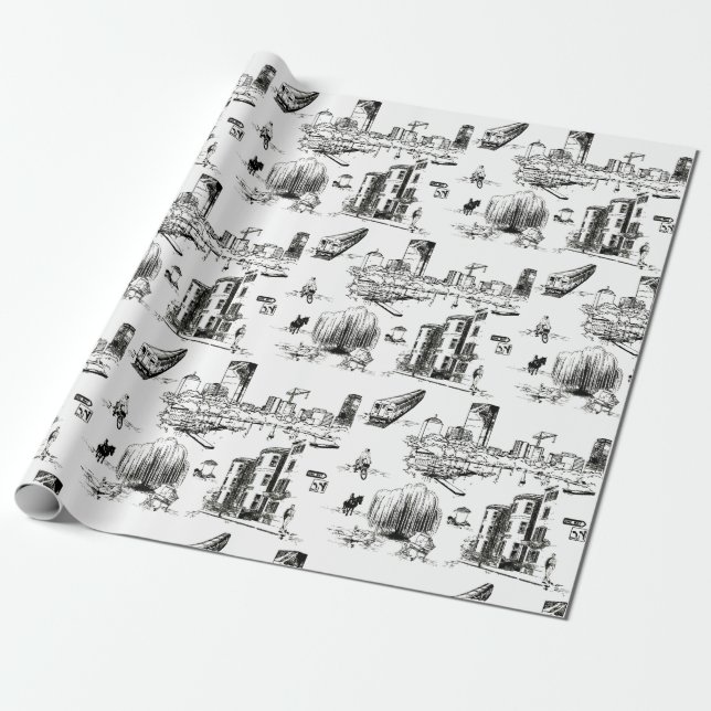 Boston Toile Wrapping Paper (Unrolled)