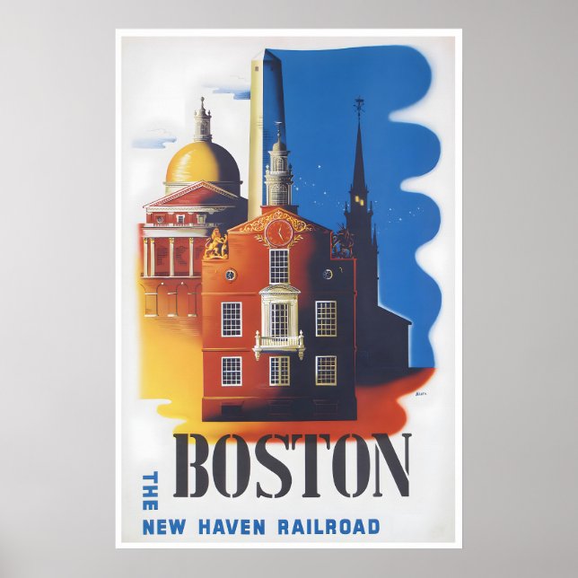 Boston Travel Poster Massachusetts Art Print (Front)