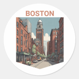 Boston Traveller A Delightful Gift Idea Classic Round Sticker